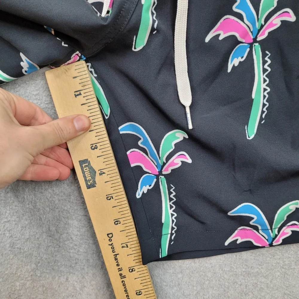 Chubbies Swim Trunks Mens XXL Black Neon Palm Tree Print 7